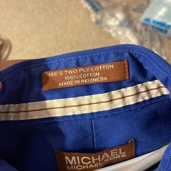 Men’s Michael Kors Blue Long Sleeve Button Down Dress Shirt Sz.M - Picture 4 of 5